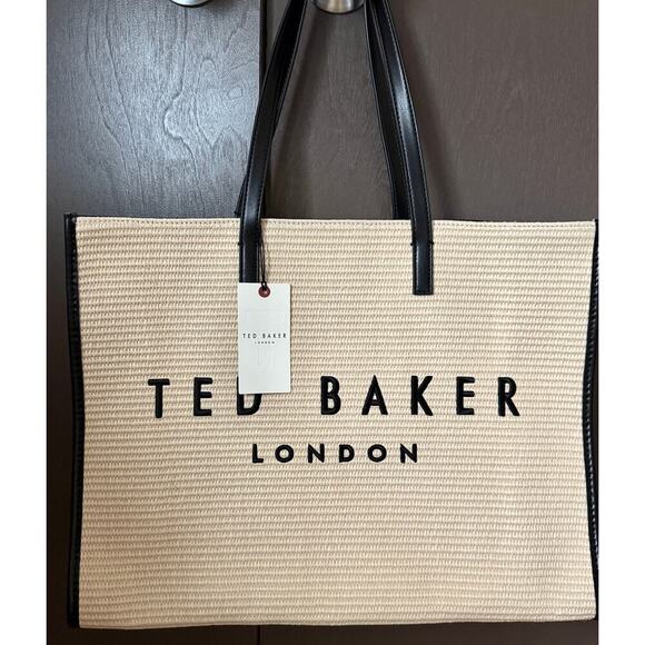 NEW! Ted Baker London Women's Icon Raffia Tote Bag w/ Ted Baker Embroidered Logo - Picture 3 of 6